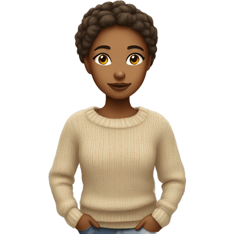 cozy light skin girl in fall sweater emoji