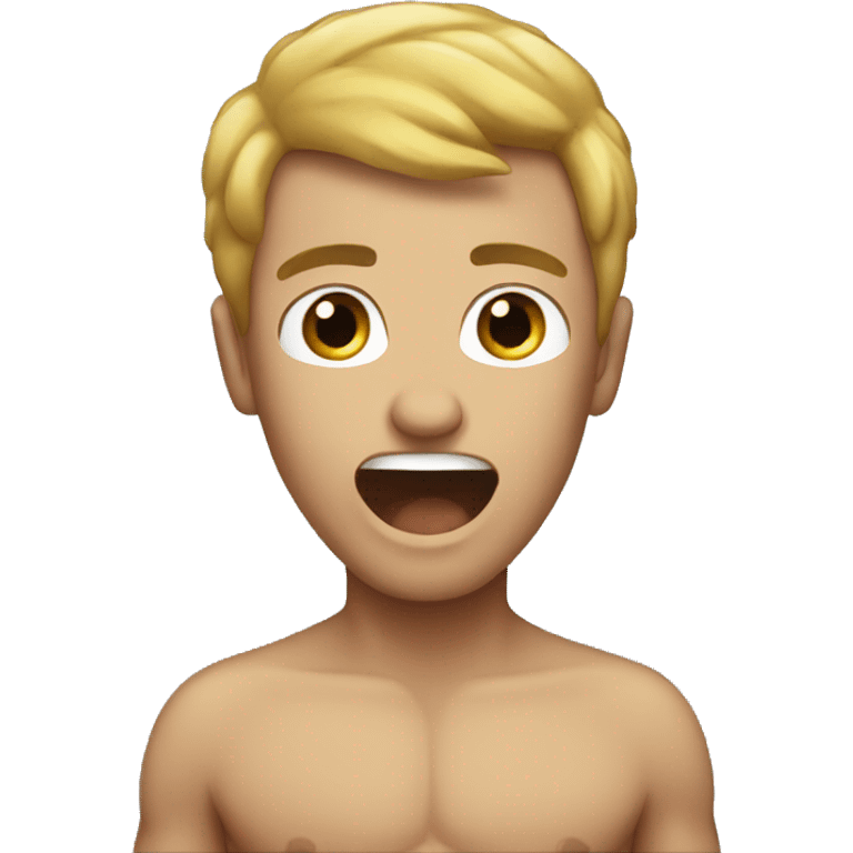 a shirtless guy singing emoji