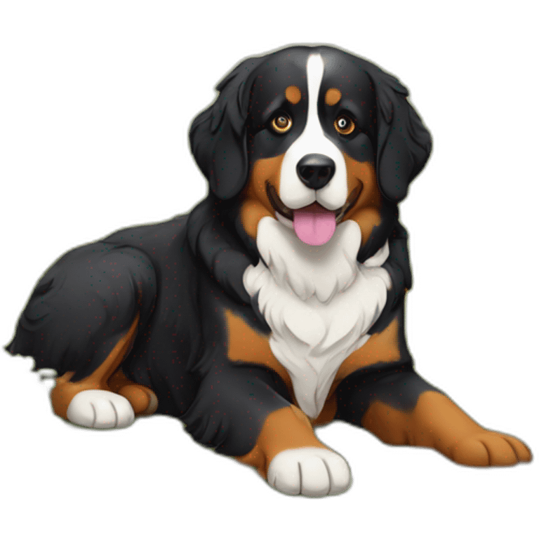 bernese dog drinking digging in the garden emoji