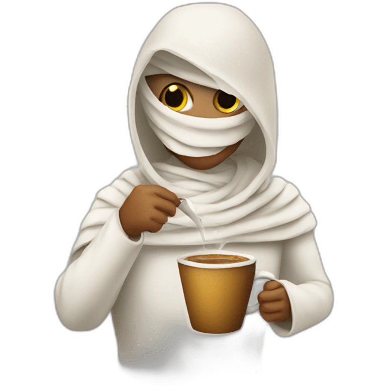 a mummy holding coffee emoji