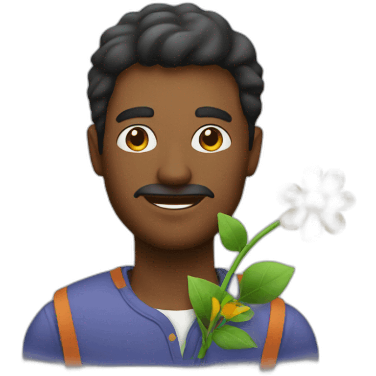 A man with a flower emoji