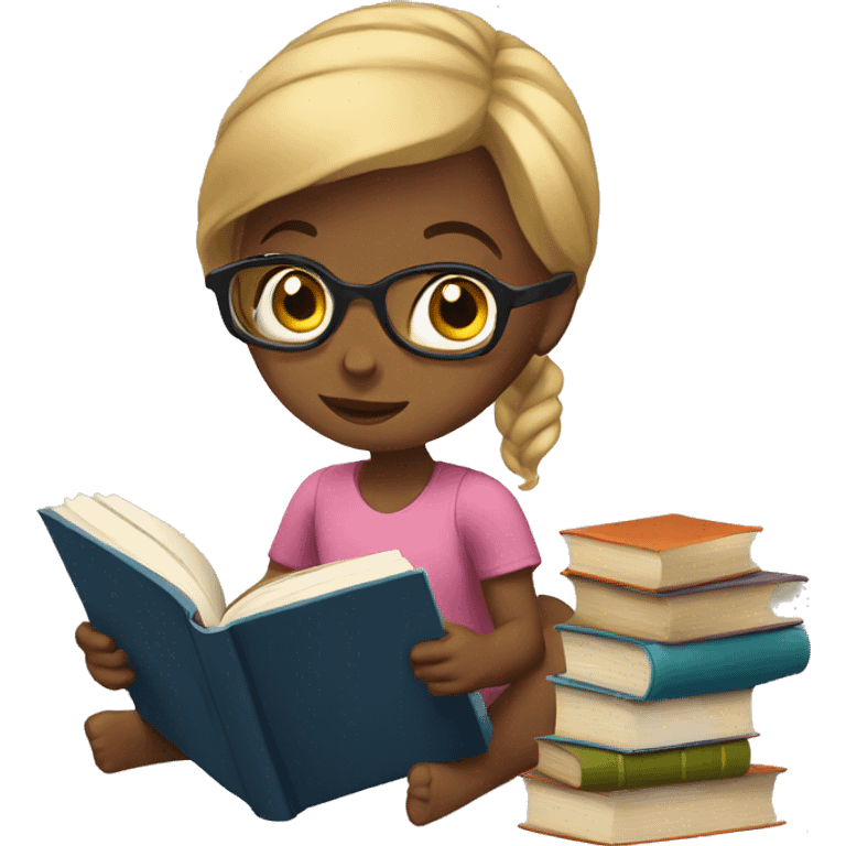 Girl reading books emoji