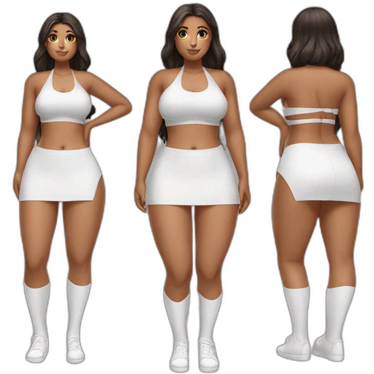 full body curvy-beauty-long-white-socks skirt bikini both sides emoji