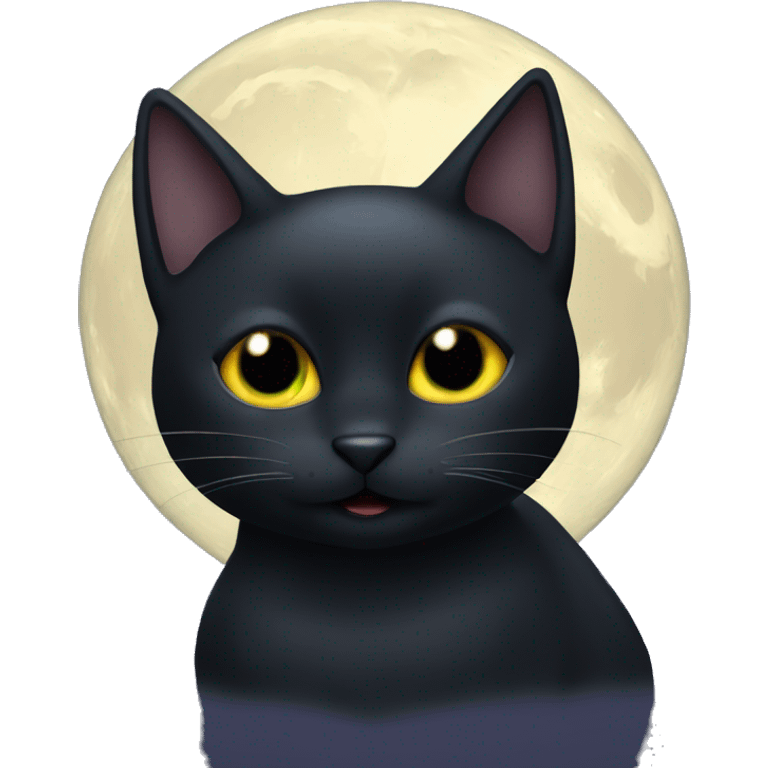 Black cat under moonlight emoji