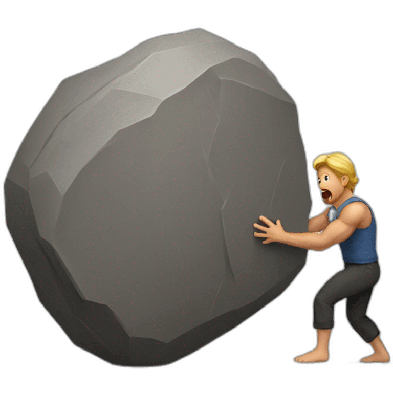 strong men pushing a huge rock emoji