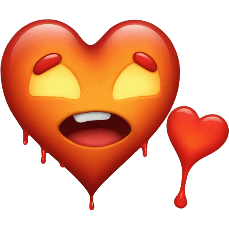 bleeding red heart shape glowing red-orange emoji