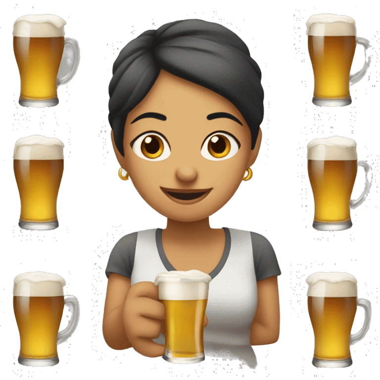 Una mujer de emoji con baso d cerveza emoji