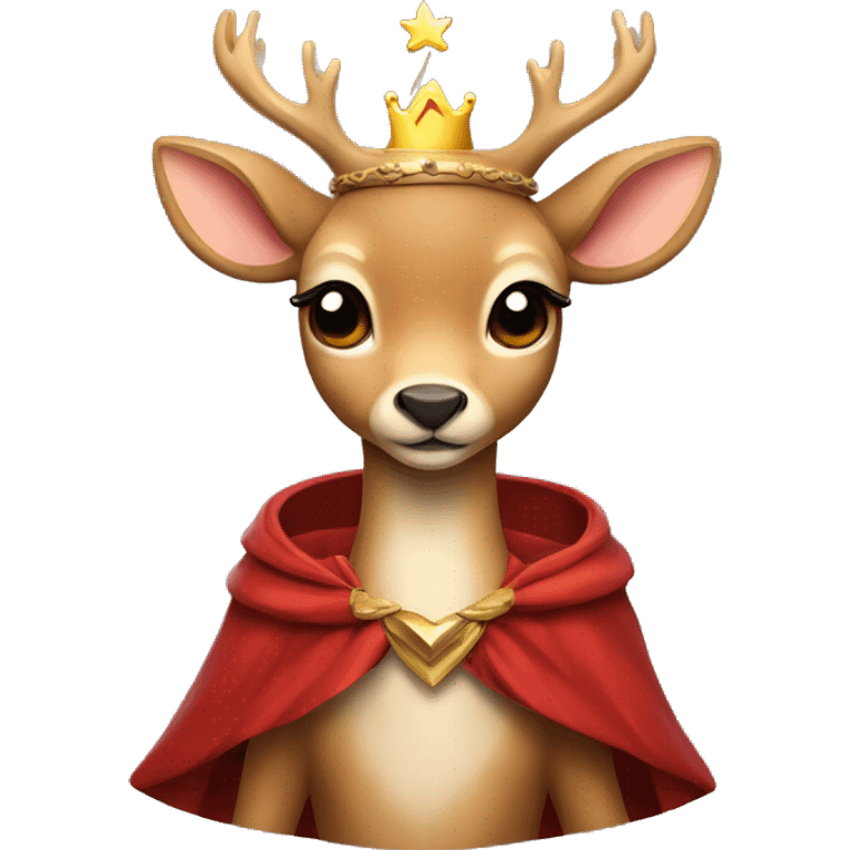 Cute deer with crown and cape  emoji