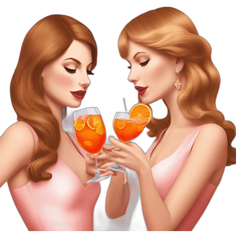 Lana del Rey & Taylor swift drinking aperol spritzz emoji