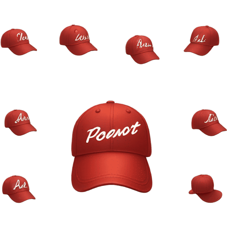 baseball cap with red script writing  emoji