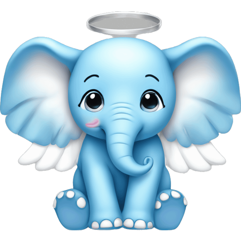 Baby blue baby elephant with big white angel wings  emoji