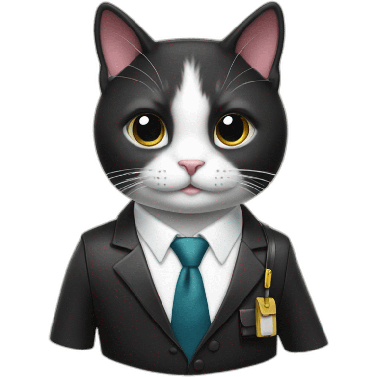 Tuxedo cat in tie and with briefcase emoji