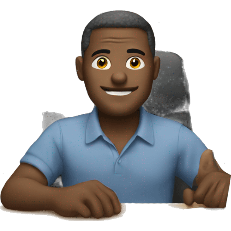 man sitting at his desk on computer emoji