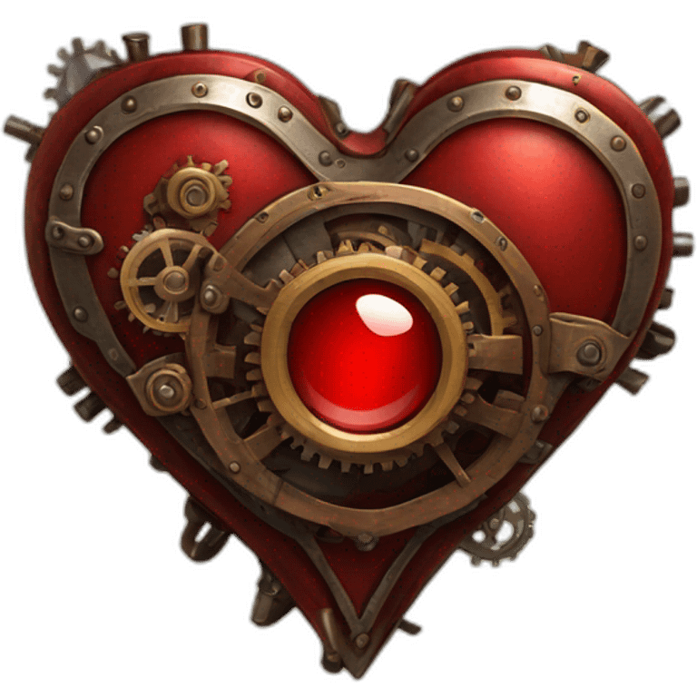 Red steampunk metal heart emoji