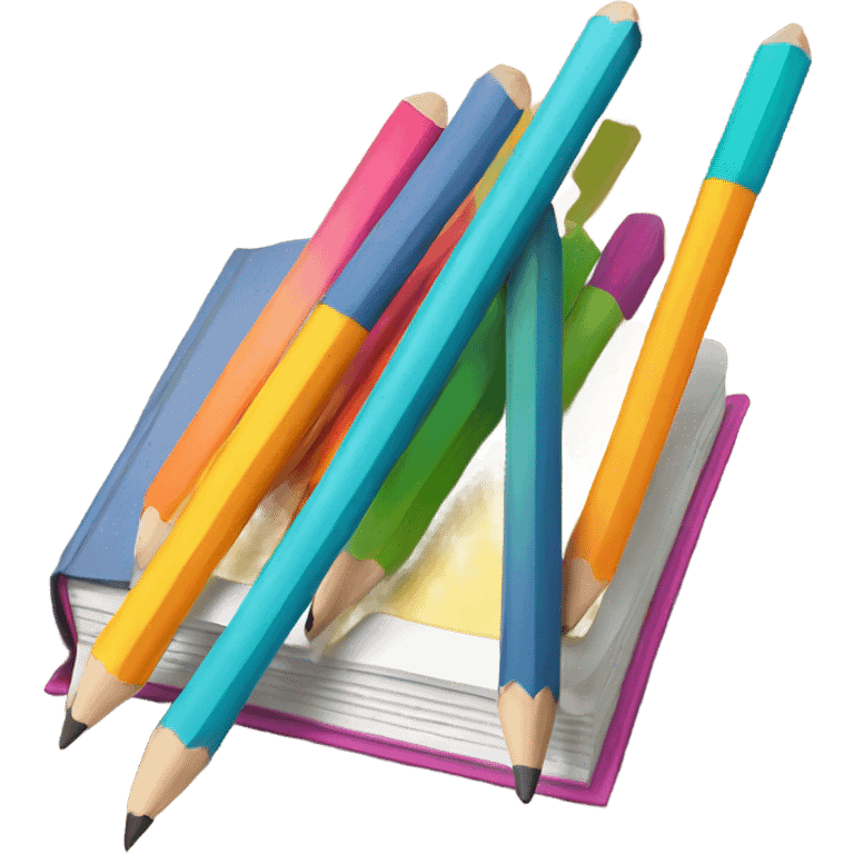 colorful book and pencils emoji