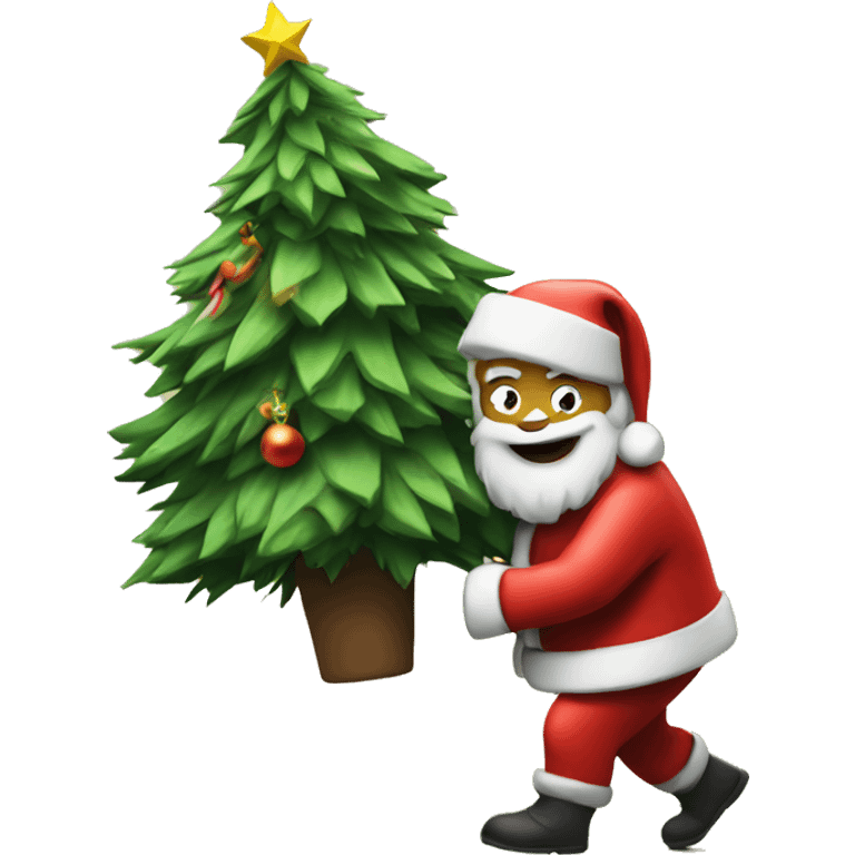 santa stealing a christmas tree emoji