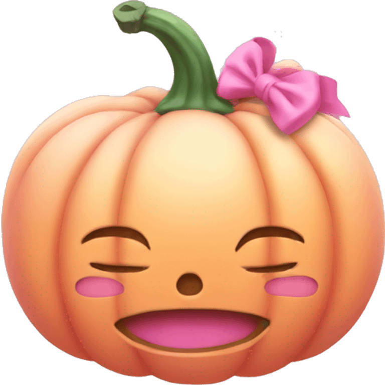 Light pink soft  Pumpkin with a pink bow emoji