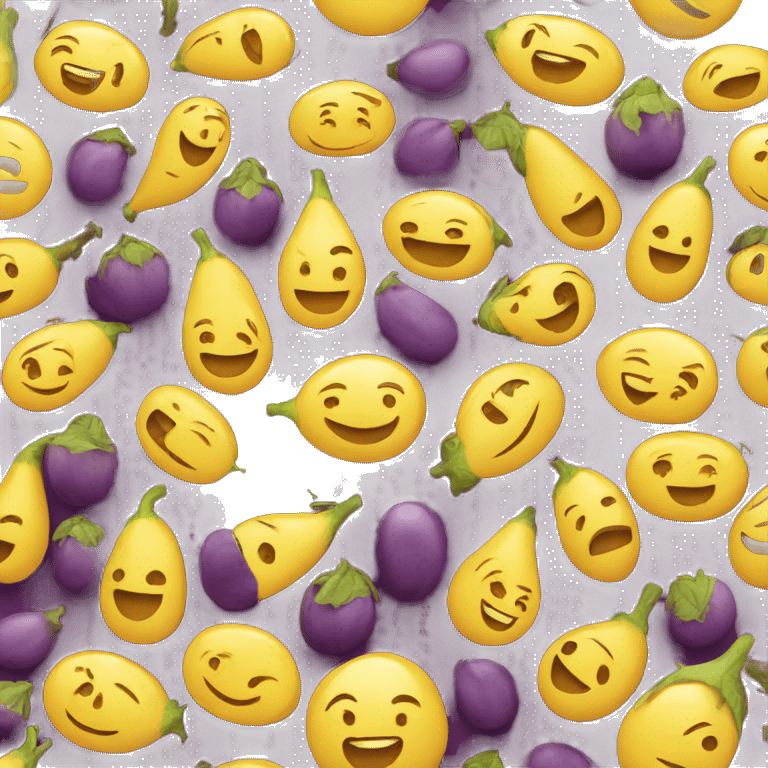 Yellow Smiling emoji with eggplant  emoji