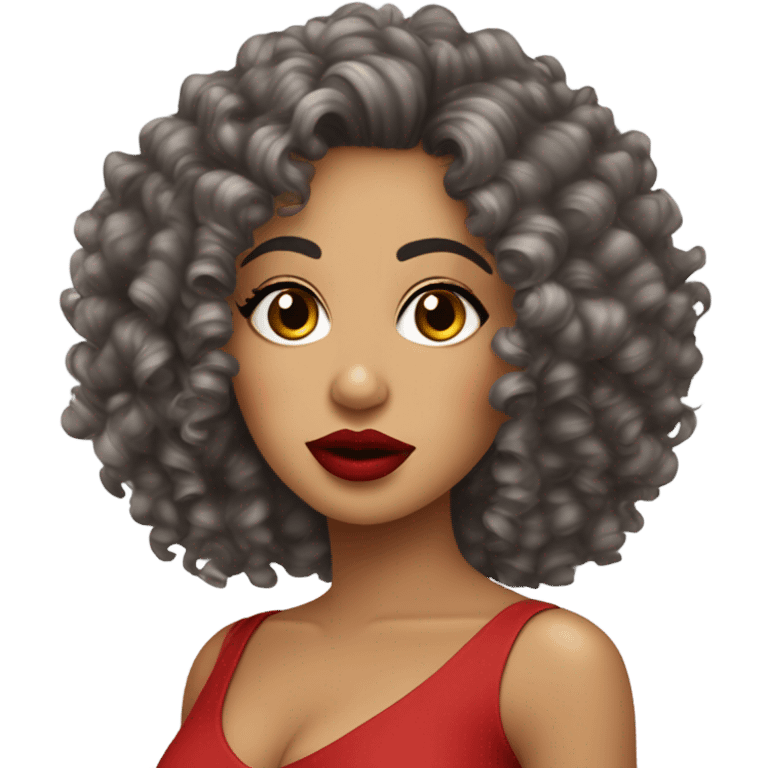 curly hair and big red lips ￼ Latina woman emoji