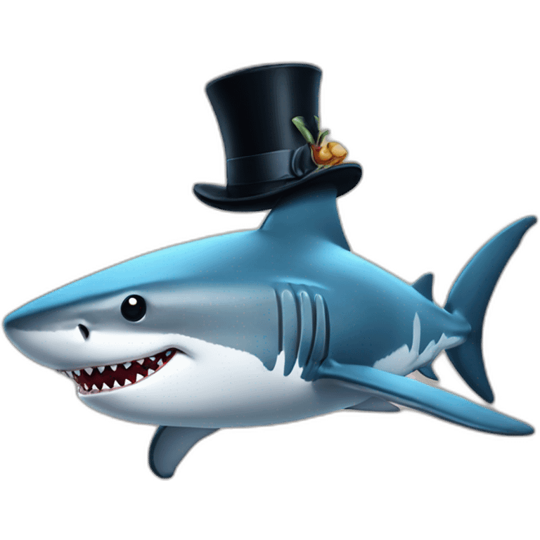 Shark with a top hat emoji