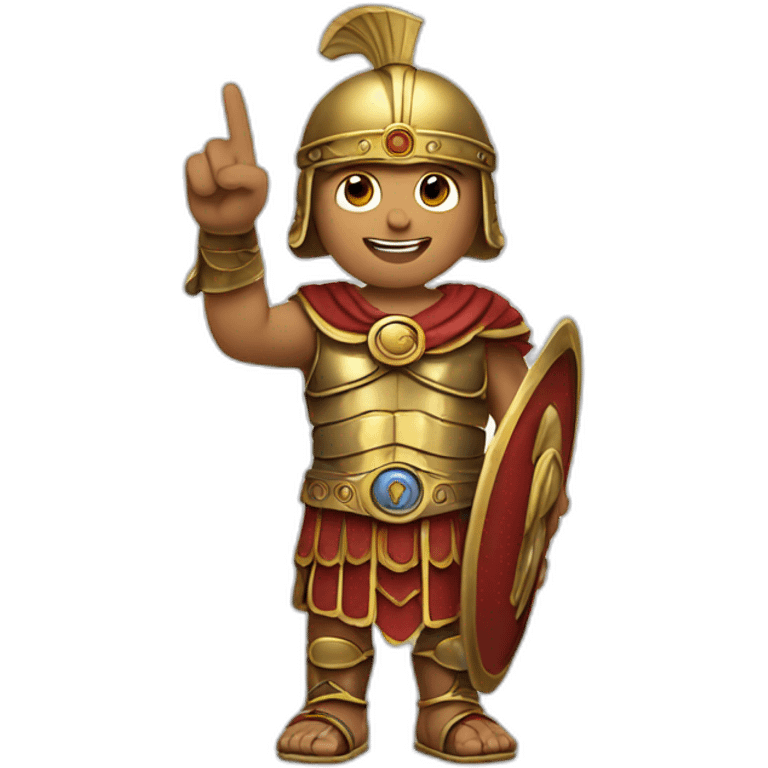 a roman warrior making a peace sign with his hand emoji