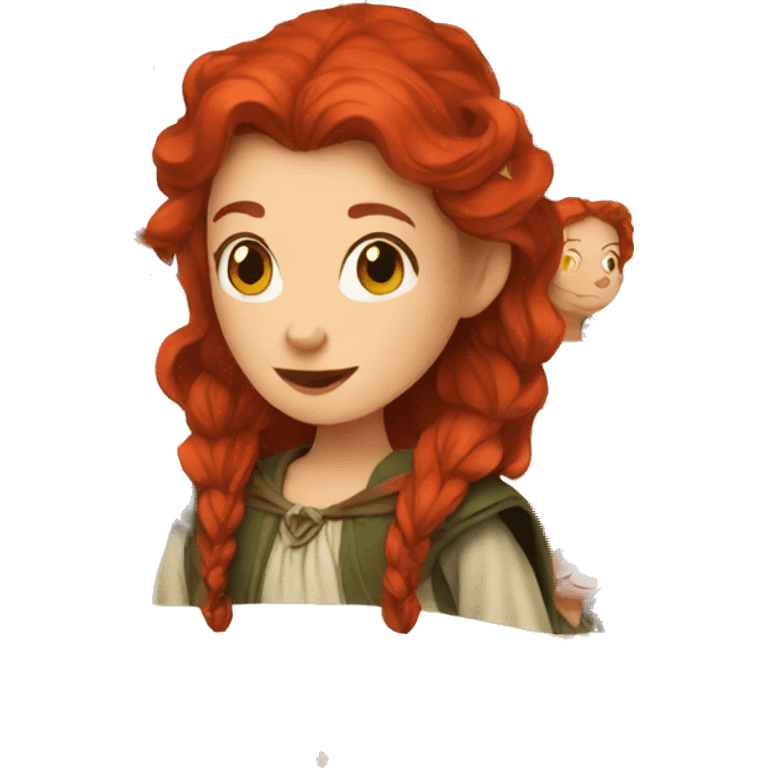 female hobbit with red hair emoji