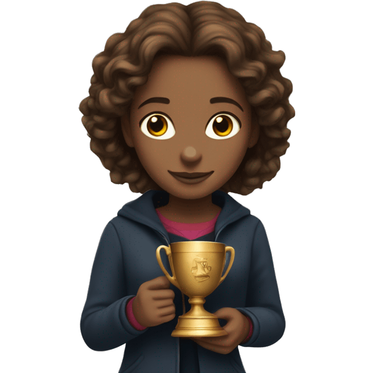 Hermione holds the winner's cup in her hand emoji