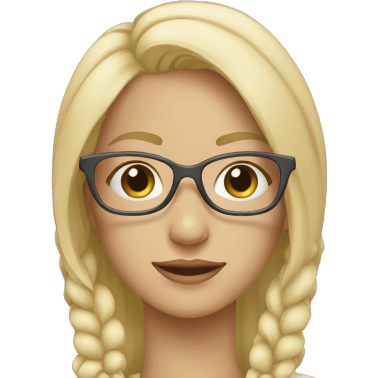 mujer rubia con lentes blancos emoji