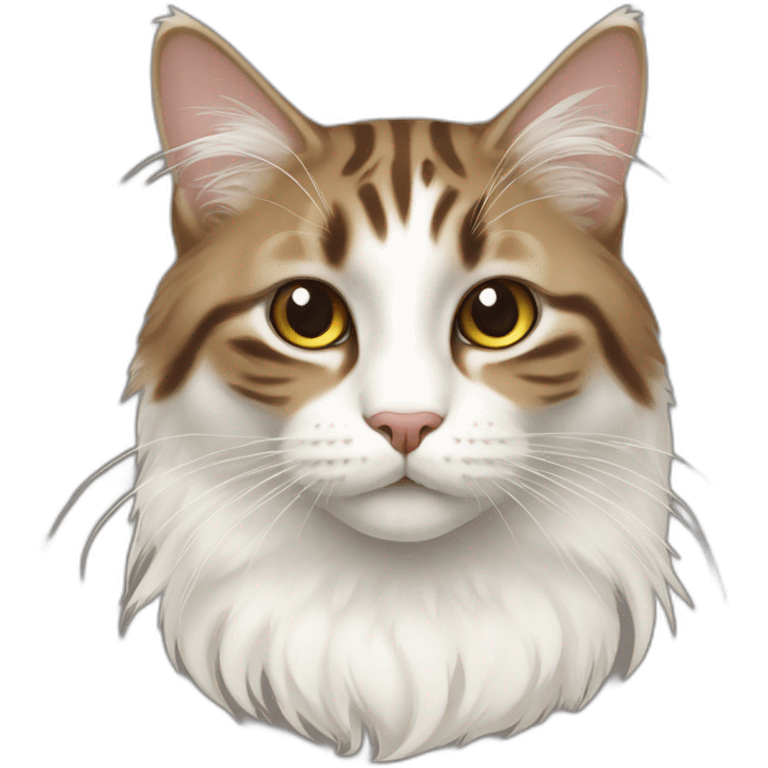 Norwayjan Forest cat white brown emoji