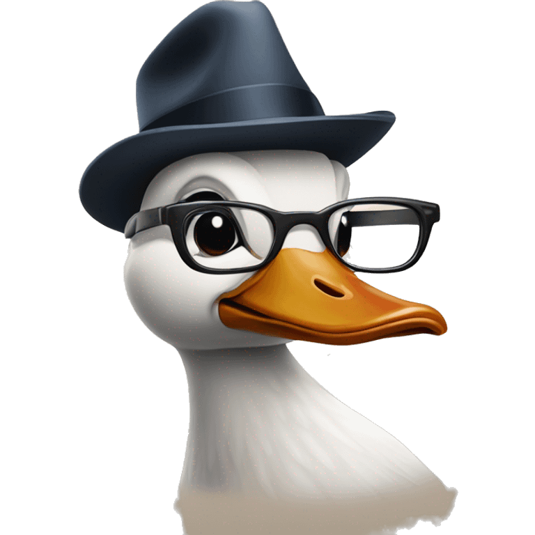 Goose with fedora and glasses emoji