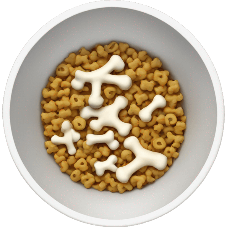 bone pattern in dog food bowl  emoji