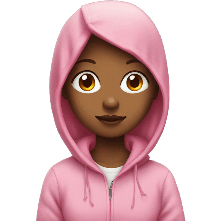 Girl with pink hair wearing hoodie emoji