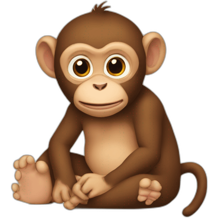 Le singe sur un bébé singe emoji