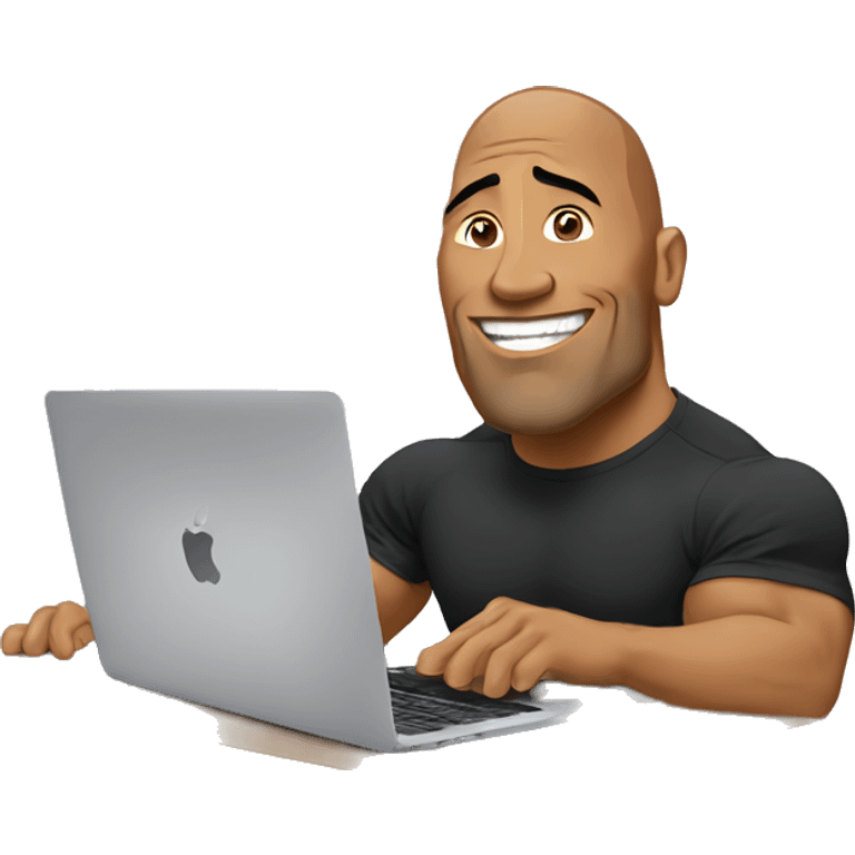 the rock with macbook emoji