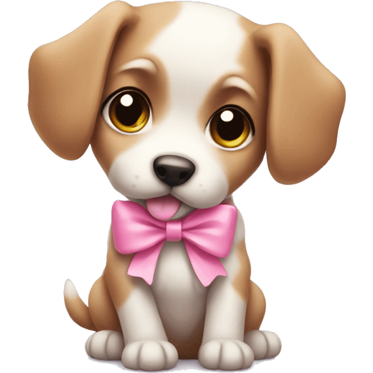 Cute puppy with pink bow emoji