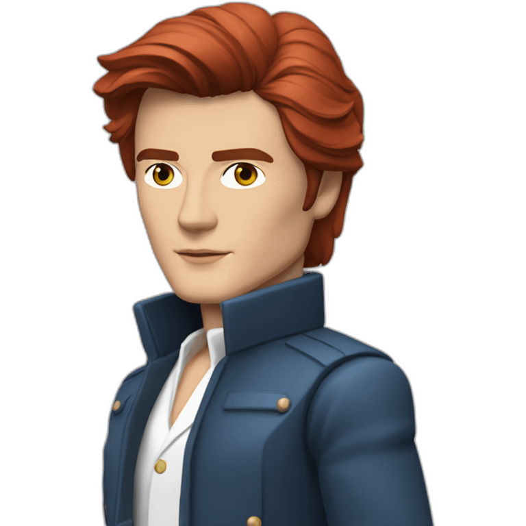 Alain delon sleek space outfit blue eyes red hair full body emoji