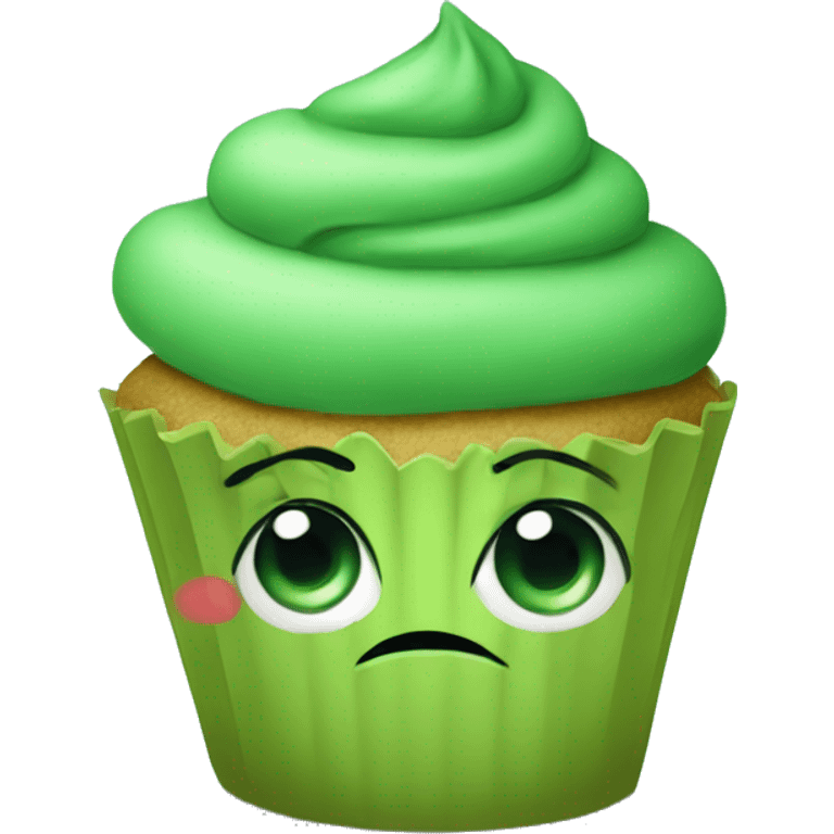 Sad green cupcake emoji