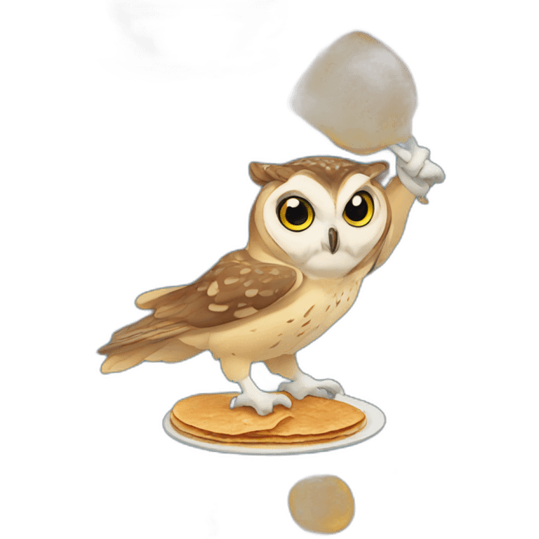 Owl eating pancakes emoji