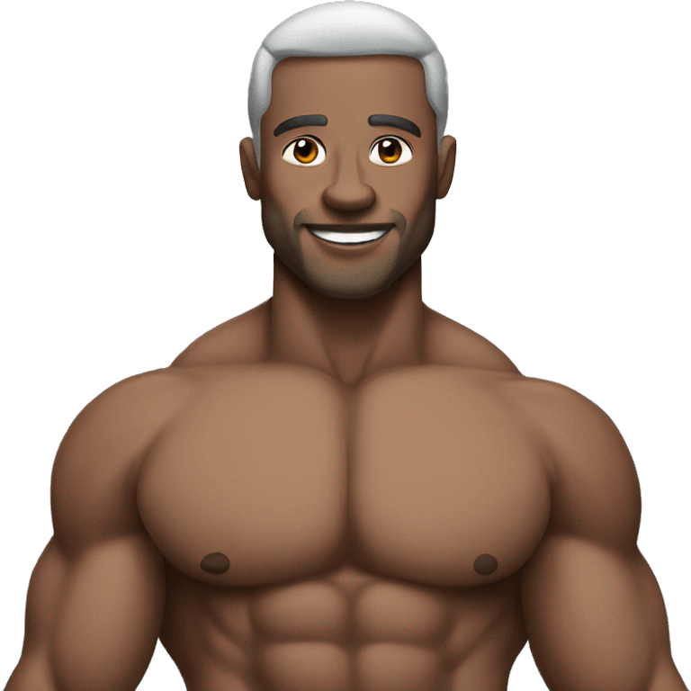 grey  skin color Muscular man emoji