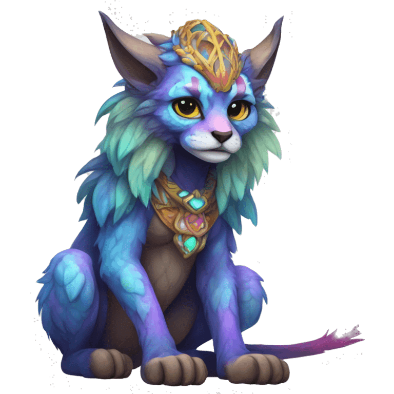 Colorful vernid fantasy creature LiLaiRa Kamirah Falvie whiskers paws full body emoji