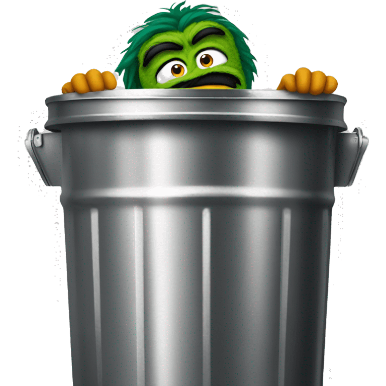 oscar the grouch inside metal trash can emoji