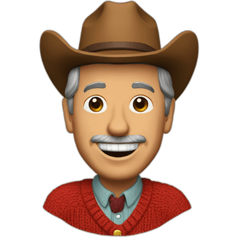 Fred rogers wearing a cowboy hat emoji