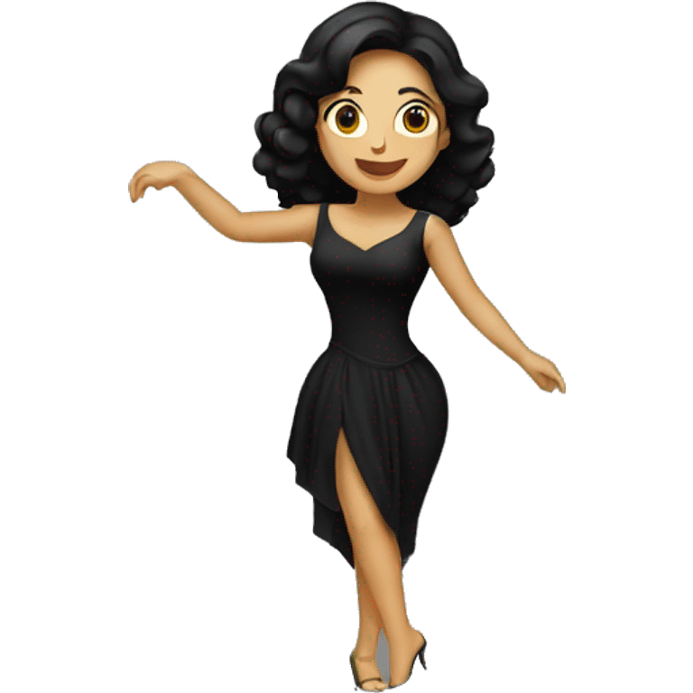 Venezuelan Woman with dark hair in black dress dancing  emoji