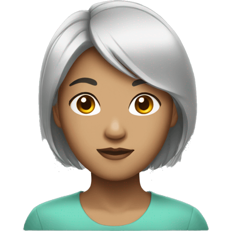 Black short hair Asian female emoji