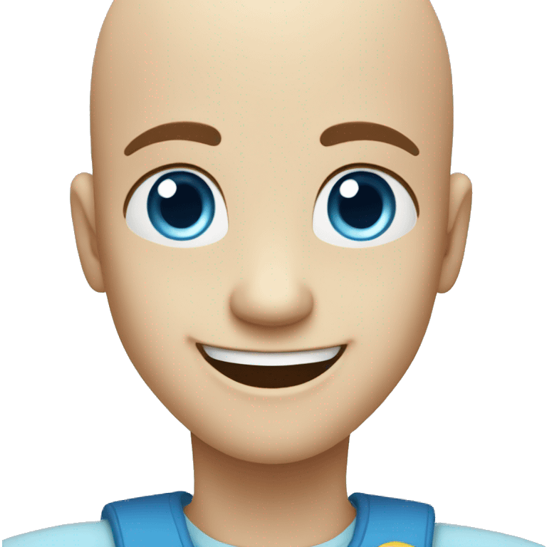 happy bald boy blue-eyed giving thumbs-up emoji