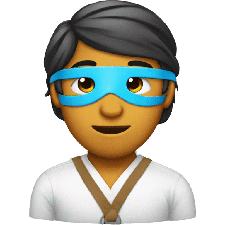 Trader with blindfold in front of the computer emoji