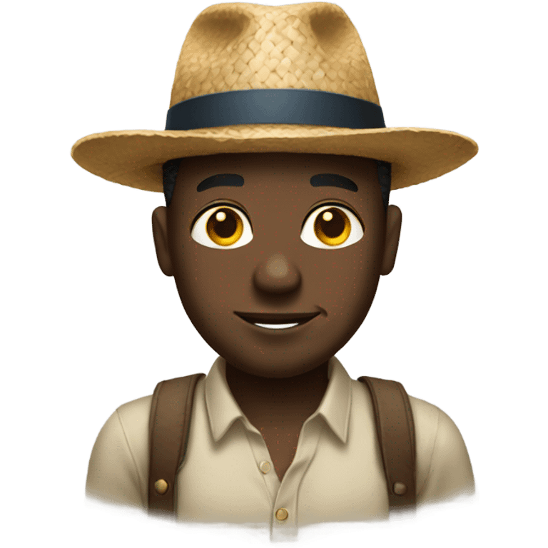 Black man with a straw hat on emoji