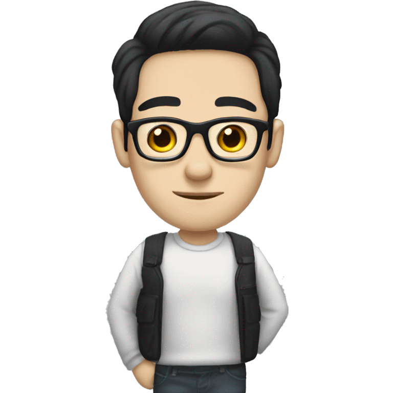 Guy with black hair and glasses pale skin emoji