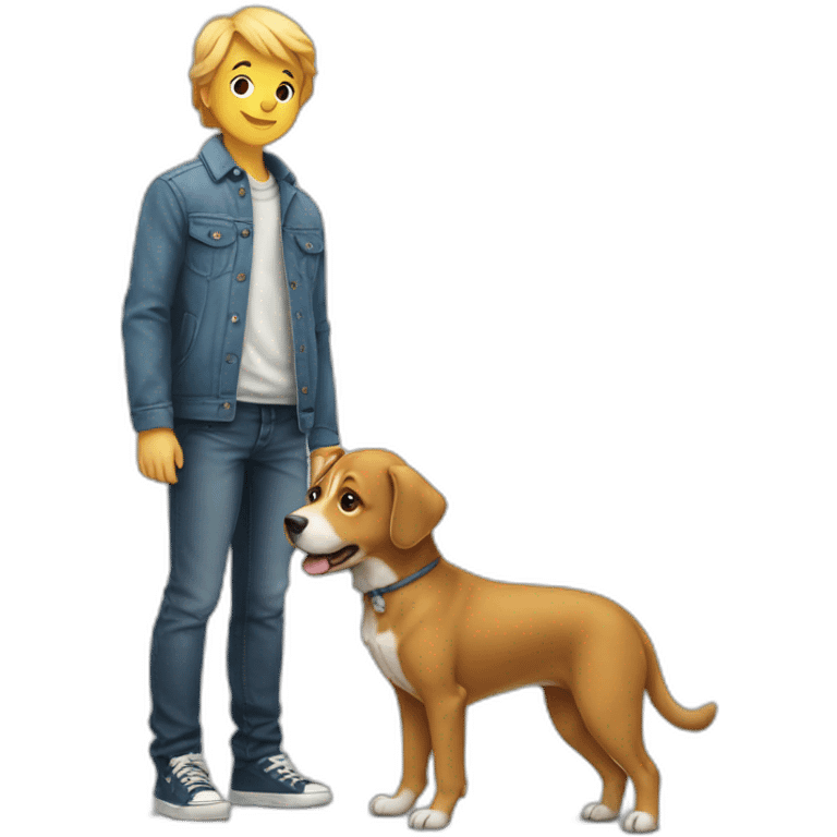 Dog standing on kid emoji