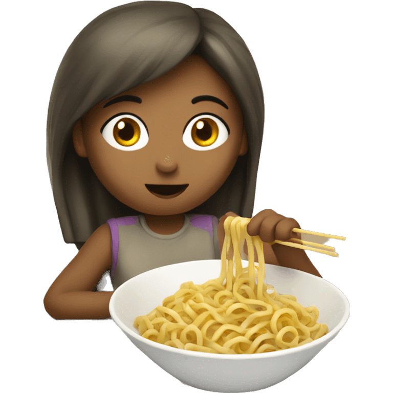 a girl eating roman noodles  emoji